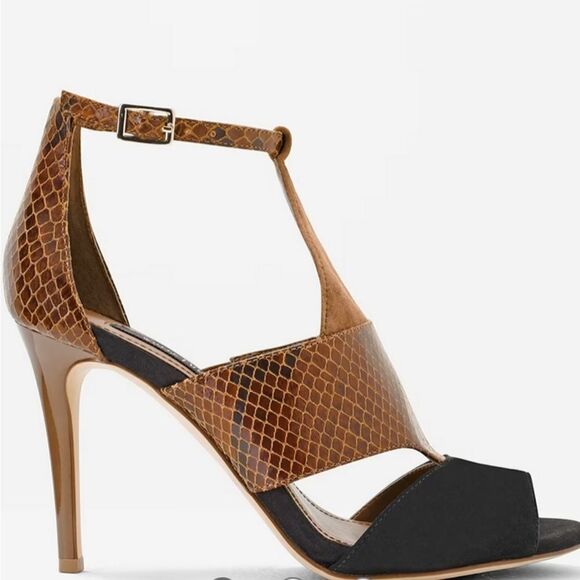 BRAND NEW WHITE HOUSE BLACK MARKET COLORBLOCK SNAKE-PRINT HEELS SANDAL - Picture 7 of 15